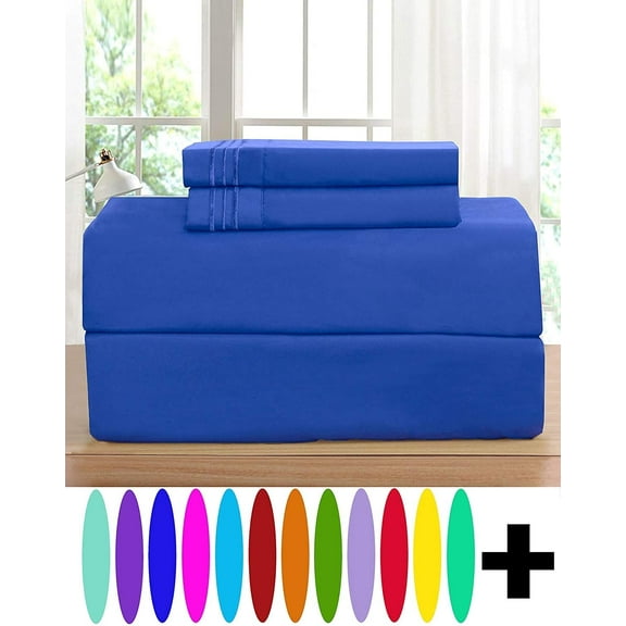 Elegant Comfort 6 Piece Bed Sheets, 1500 Thread Count MicrofiberQueen, Royal Blue