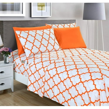 Elegant Comfort 6 Piece Bed Sheets Full Gray Quatrefoil 1500 Series Polyester