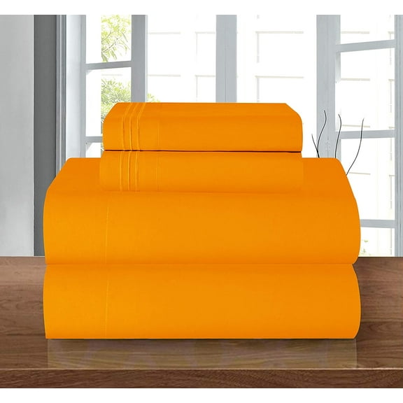 Elegant Comfort 6-Piece Bed Sheets - Microfiber 1500 Thread Count, California King Elite Orange
