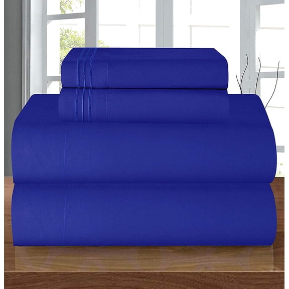 Elegant Comfort 6-Piece Bed Sheets - Microfiber 1500 Series, California King Royal Blue