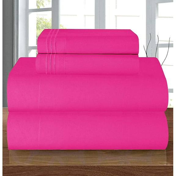 Elegant Comfort 6-Piece Bed Sheets - Microfiber 1500 Thread Count, Queen Pink