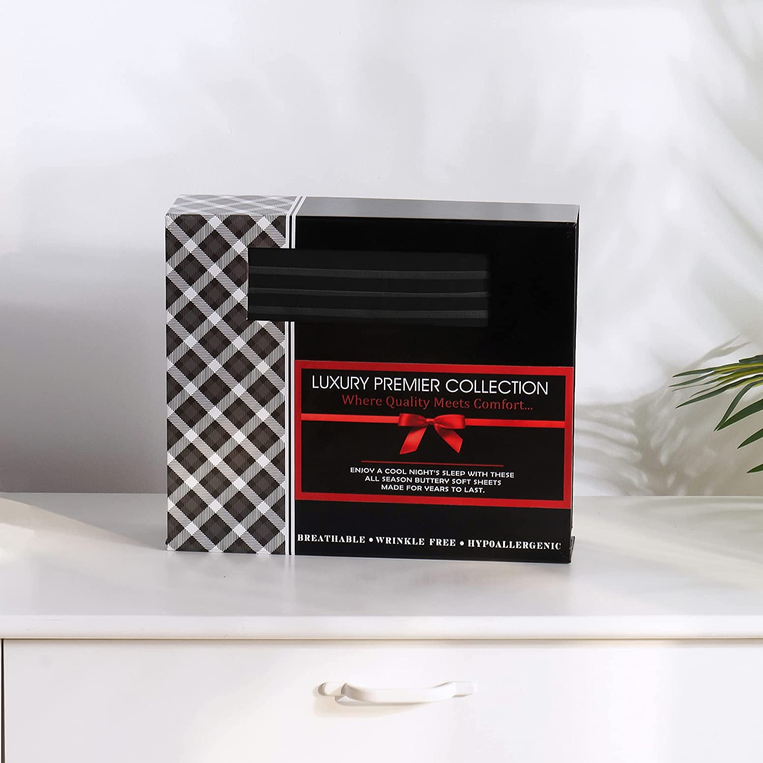 Elegant Comfort 6 Piece Bed Sheets Polyester California King Black 1500 Thread Count