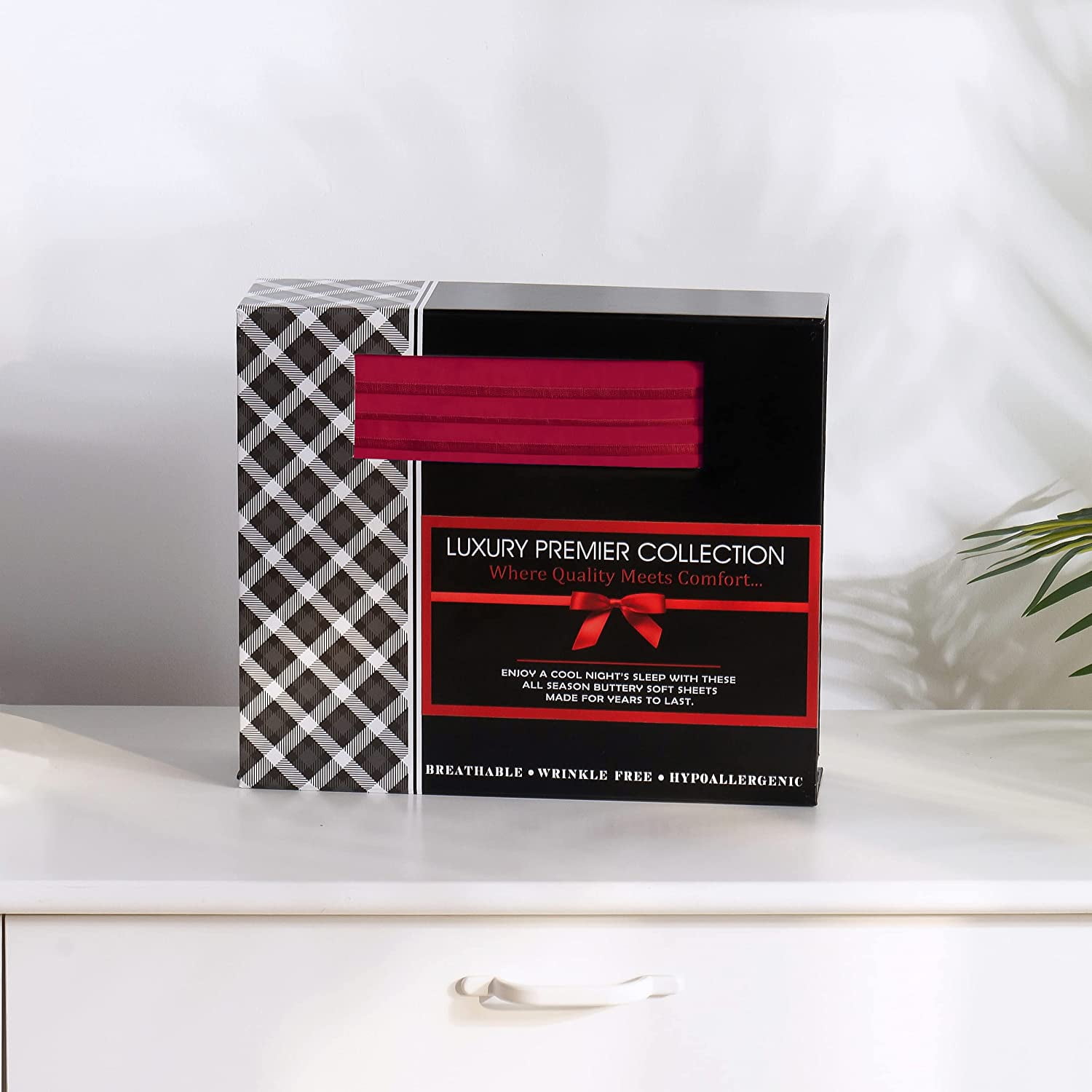 Elegant Comfort 6 Piece Bed Sheets Polyester California King Red 1500 Thread Count