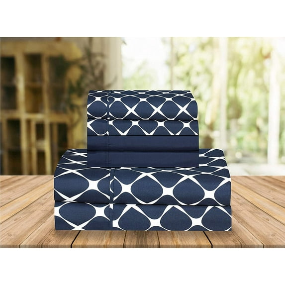 Elegant Comfort 6 Piece Bed Sheets Polyester Full Bloomingdale Navy Blue