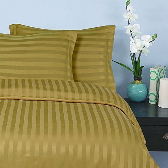Elegant Comfort 6 Piece Bed Sheets Polyester Full Gold Stripe 1500 Thread Count
