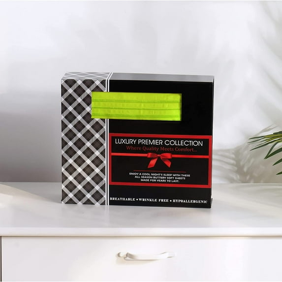 Elegant Comfort 6 Piece Bed Sheets Polyester Full Green 1500 Thread Count