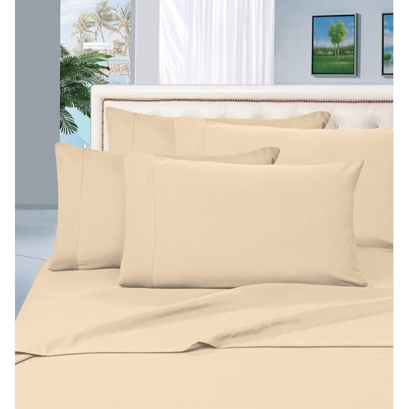 Elegant Comfort 6 Piece Bed Sheets Polyester Full Off-White Solid 1500 Thread Count