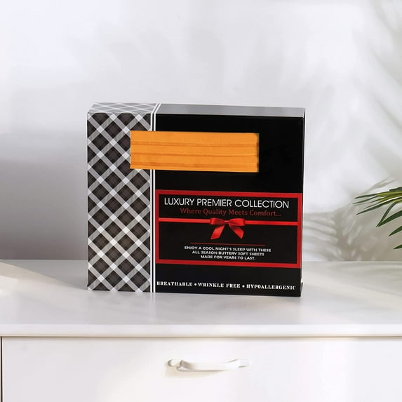 Elegant Comfort 6 Piece Bed Sheets Polyester Full Orange 1500 Thread Count