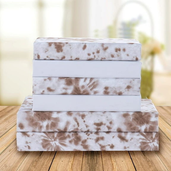 Elegant Comfort 6-Piece Set, 1500 Series, Spiral Tie-DyeSheet Set Full, Mocha