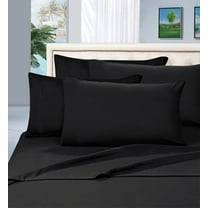 Elegant Comfort 6 Piece Bed Sheets Polyester King Black Solid 1500 Thread Count