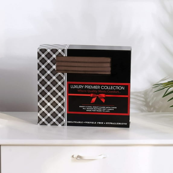 Elegant Comfort 6 Piece Bed Sheets Polyester King Brown 1500 Thread Count