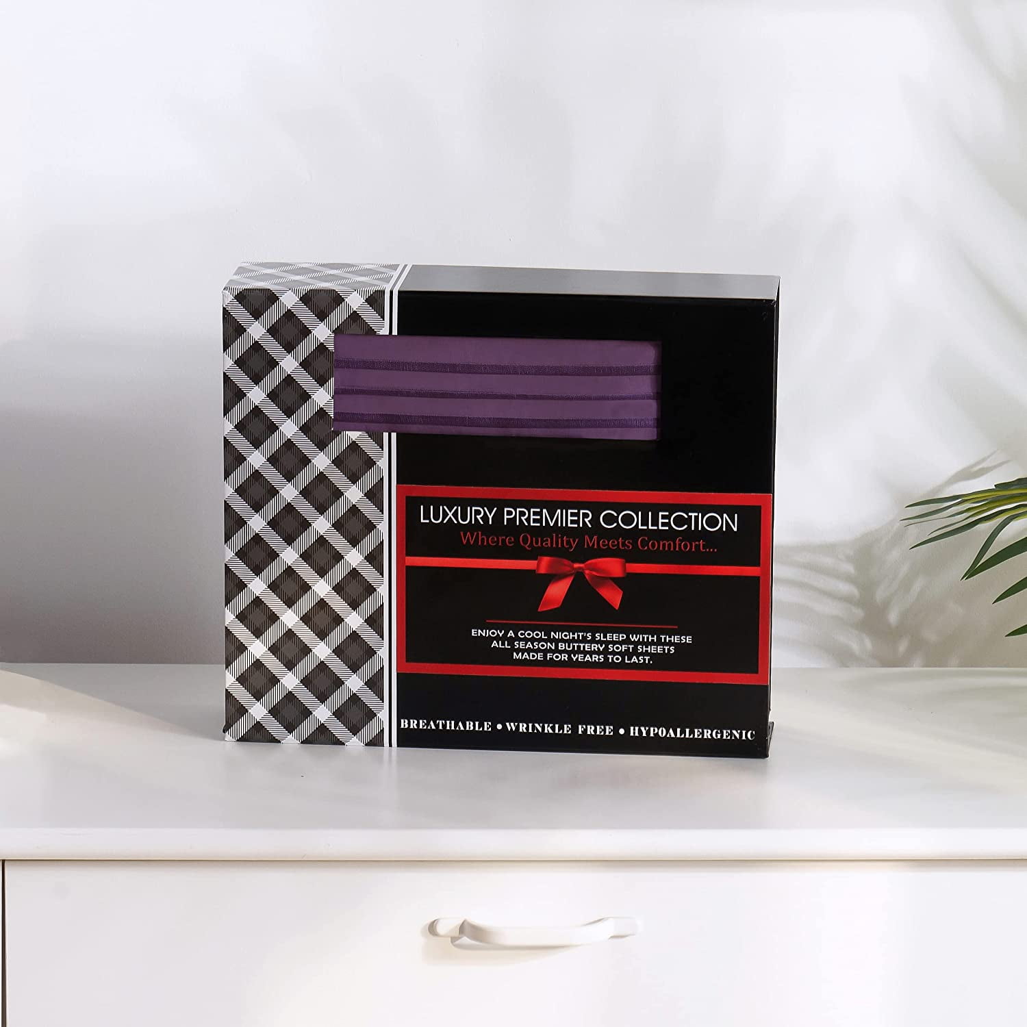 Elegant Comfort 6 Piece Bed Sheets Polyester King Purple 1500 Thread Count