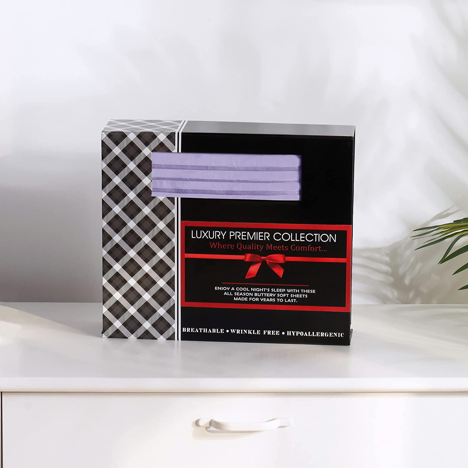 Elegant Comfort 6 Piece Bed Sheets Polyester King Purple 1500 Thread Count