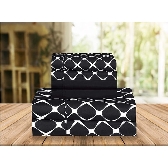 Elegant Comfort 6 Piece Bed Sheets Polyester Queen Bloomingdale Black