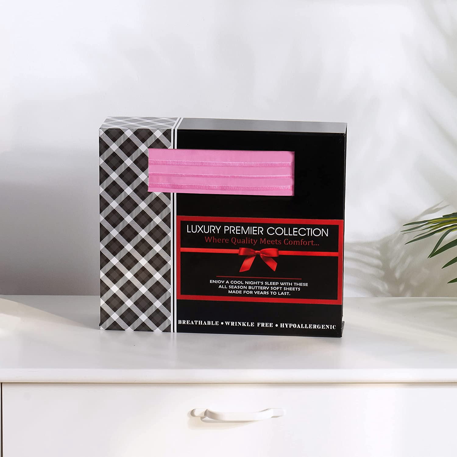 Elegant Comfort 6 Piece Bed Sheets Polyester Queen Pink 1500 Thread Count