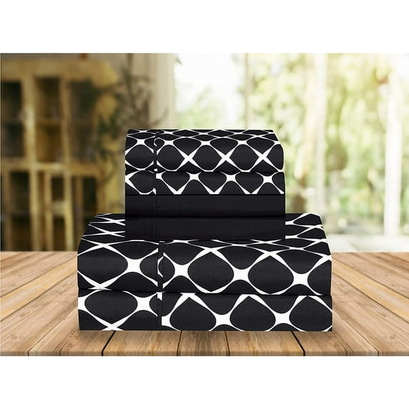 Elegant Comfort 6 Piece Bed Sheets Polyester Twin/Twin Xl Bloomingdale Black