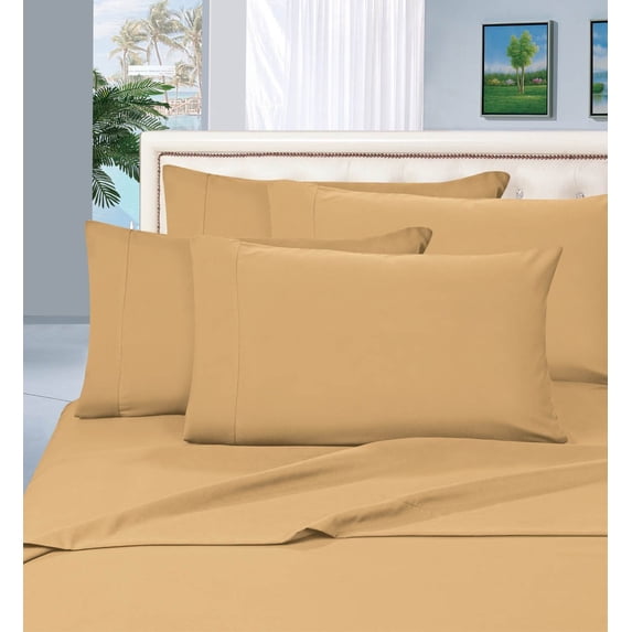 Elegant Comfort 6 Piece Pillowcases Full Gold Solid 1500 Thread Count