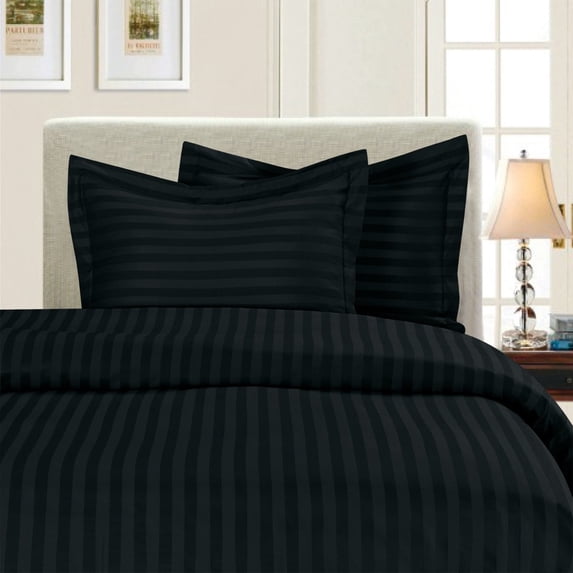Elegant Comfort 6-Piece STRIPE Sheet Set, California King, Black