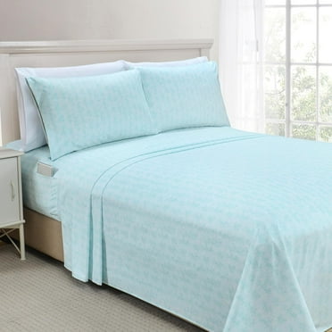 Elegant Comfort 6 Piece Sheet Set 1500 Premium Hotel Quality Microfiber Deep Pocket, 6 Piece Wave Pattern Bed Sheet Set, Twin XL, Wave Aqua