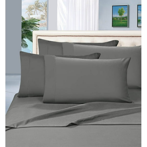 Elegant Comfort, Bed Sheets, Full, Gray, Solid, 1500 Thread Count