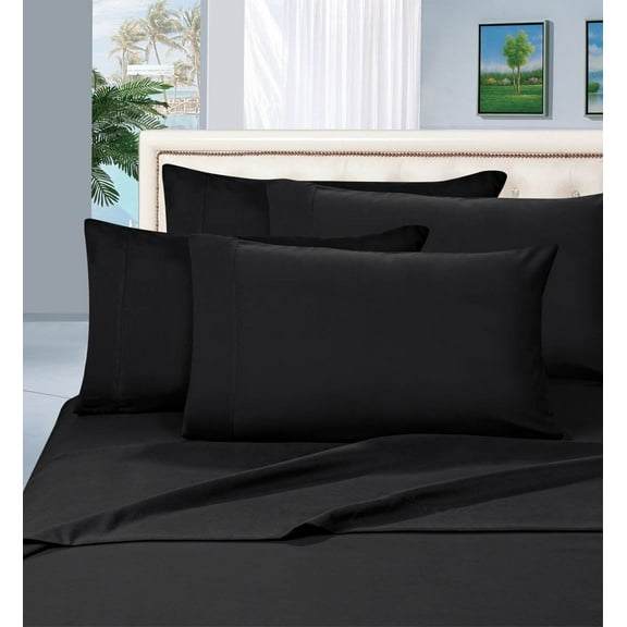 Elegant Comfort 6 Piece Wrinkle Resistant Sheet Set,Full Black
