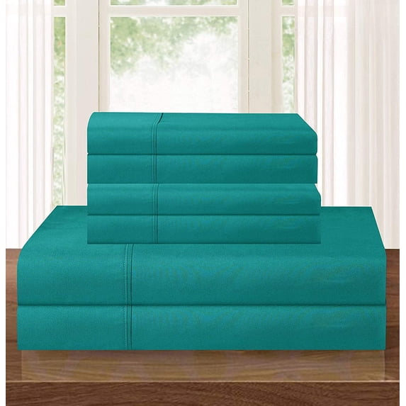 Elegant Comfort 6-piece Bed Sheet Set - Adjustable Bed Sheets, Full Turquoise