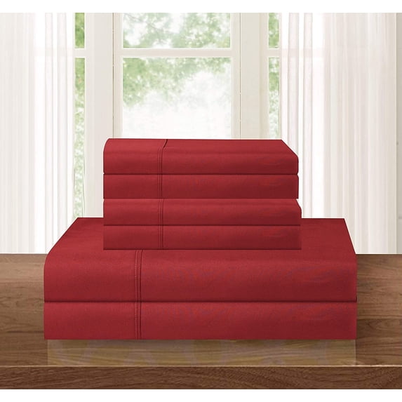 Elegant Comfort 6-piece Bed Sheet Set - Adjustable Bed Sheets, King Burgundy