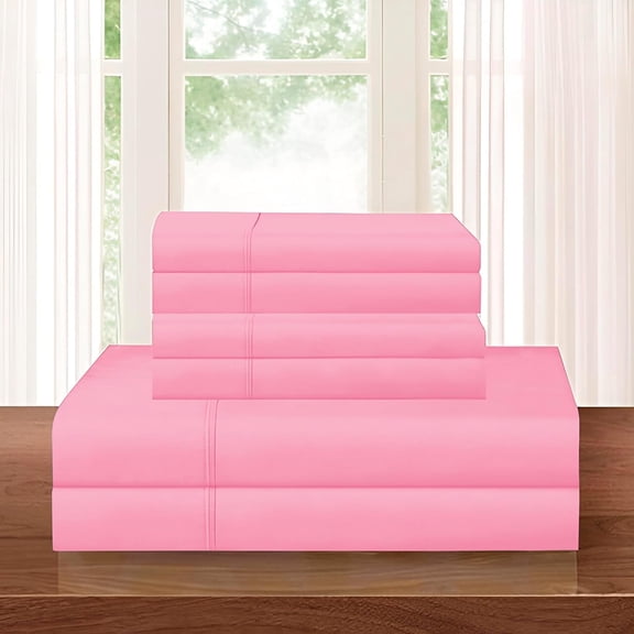 Elegant Comfort 6-piece Bed Sheet Set - Adjustable Bed Sheets, King Light Pink
