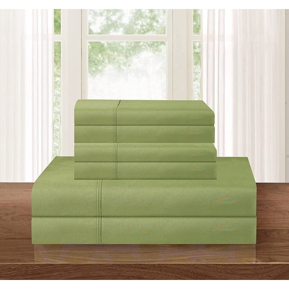 Elegant Comfort 6-piece Bed Sheet Set - Adjustable Bed Sheets, King Sage/Green