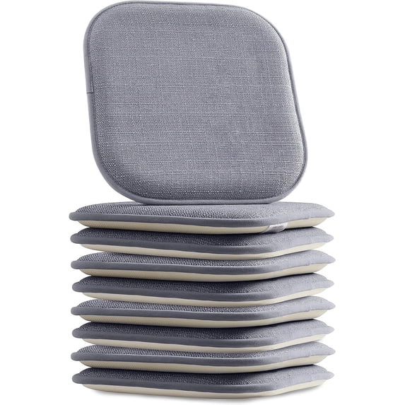 Elegant Comfort 8 Pack Chair Cushion Covers - Skid-Proof Rubber Backing - 16 x 16 Inch - Thick Dining Square Shape Seat Covers - Comfortable Textured Chair Pads with Ties - Mosaic Pattern, Gray