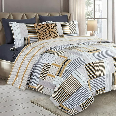Elegant Comfort 8-Piece Animal Print Patch Reversible Comforter Set All Season Bed in a Bag