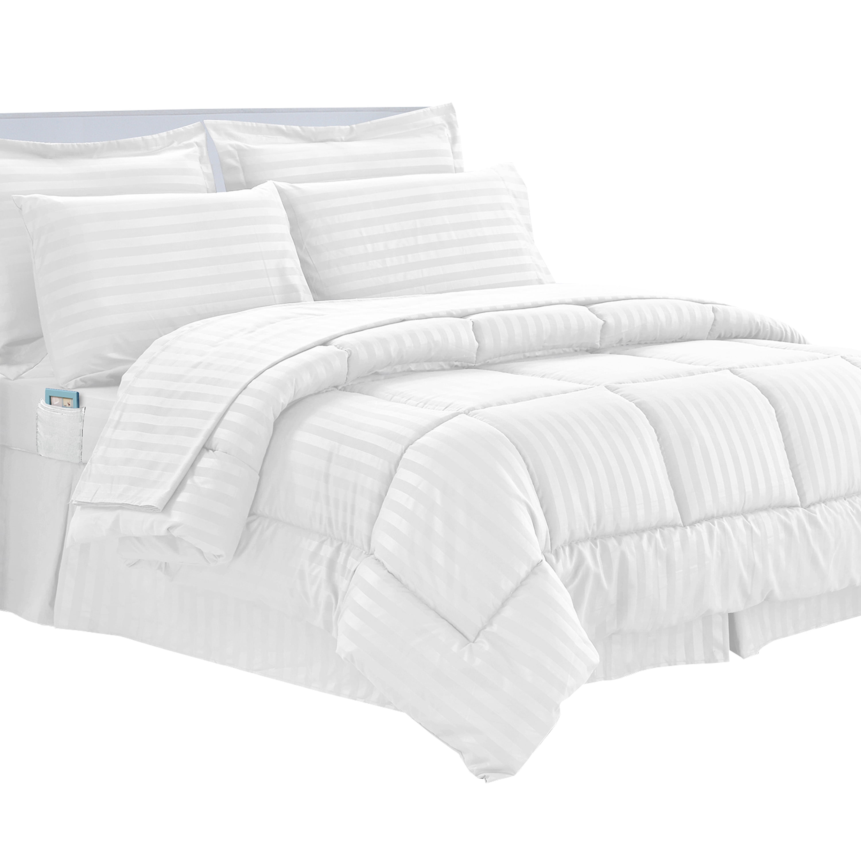 Elegant Comfort 8-Piece Hi-Loft Baffle Box White Bed in a Bag, Full ...