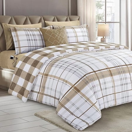 Elegant Comfort 8-Piece Lodge Plaid Reversible Comforter Set - All Season Bed in a Bag, 4-Piece