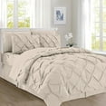 thumbnail image 1 of Elegant Comfort 8-Piece Pinch Pleated Comforter Set - All Season Bed in a Bag, Includes Smart Sheet Set, Bed Skirt, Comforter, Pillowcases & Shams, King/Cal King, Cream, 1 of 5