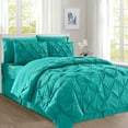 thumbnail image 1 of Elegant Comfort 8-Piece Pinch Pleated Comforter Set - All Season Bed in a Bag, Includes Smart Sheet Set, Bed Skirt, Comforter, Pillowcases & Shams, Twin/Twin XL, Teal, 1 of 6