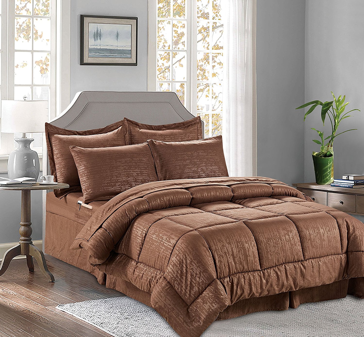 CozyHome 8-Piece Soft Microfiber Bed in a Bag Set – Navy King/Cal King