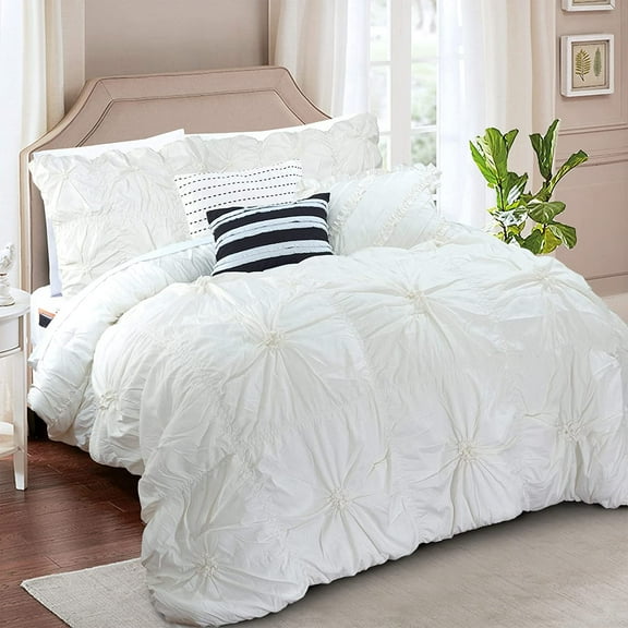 Elegant Comfort Amy 12-Piece Oversized Comforter, Bed-in-a-Bag Including 6-Piece Sheet Set Featuring Smart Pockets and Matching Decorative Pillows, Amy 12PC Oversized Comforter, Cali King, Ivory