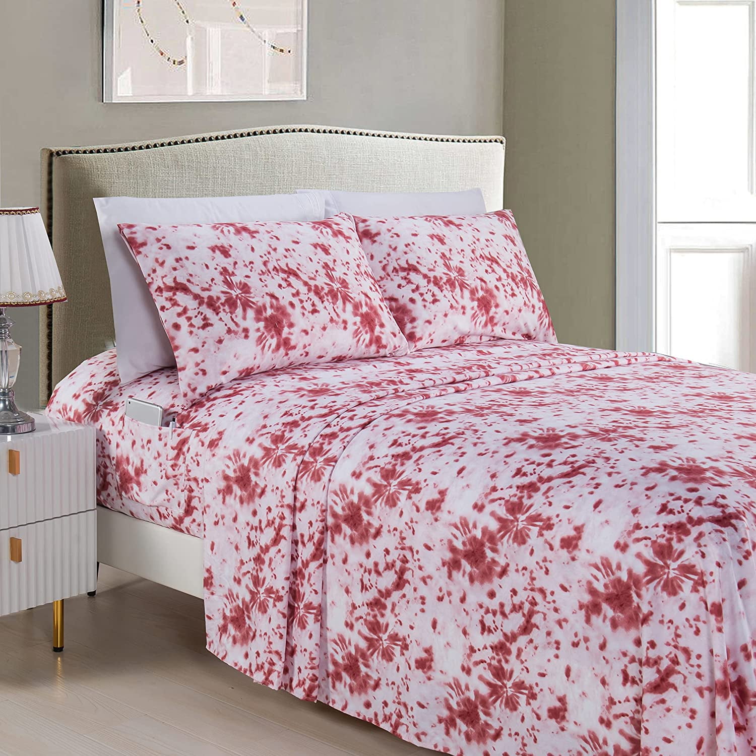 Elegant Comfort Aria TieDye Sheet Set, 4Piece Set, 1500 Series