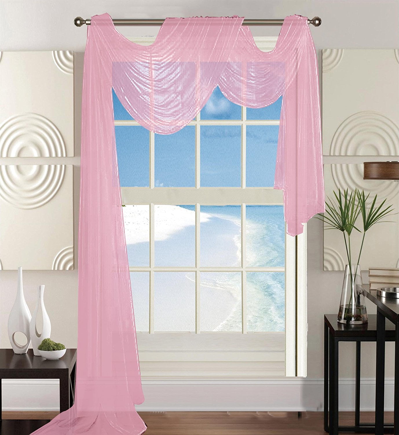 Pink store curtain scarf