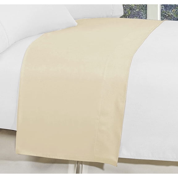 Elegant Comfort Wrinkle- and Fade-Resistant Flat Sheet, Queen, Cream, 90" x 102"