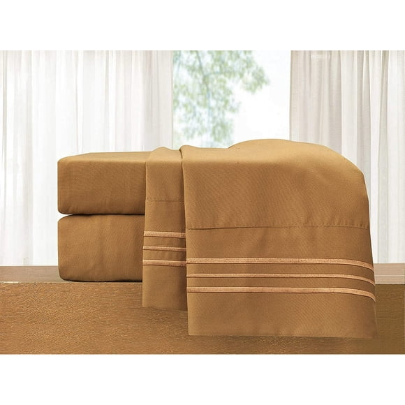 Elegant Comfort Bed Sheet Set Soft 1500 Series Sheet set, Queen, Bronze