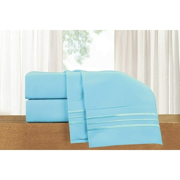 Elegant Comfort Bed Sheets California King Blue Solid Print 1500 Thread Count Polyester
