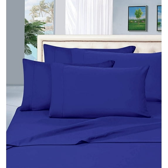 Elegant Comfort Bed Sheets California King Blue Solid Print 1800 Thread Count Polyester