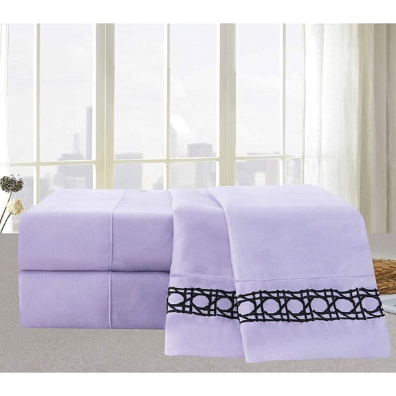 Elegant Comfort Bed Sheets Full Purple Solid Print 1500 Thread Count