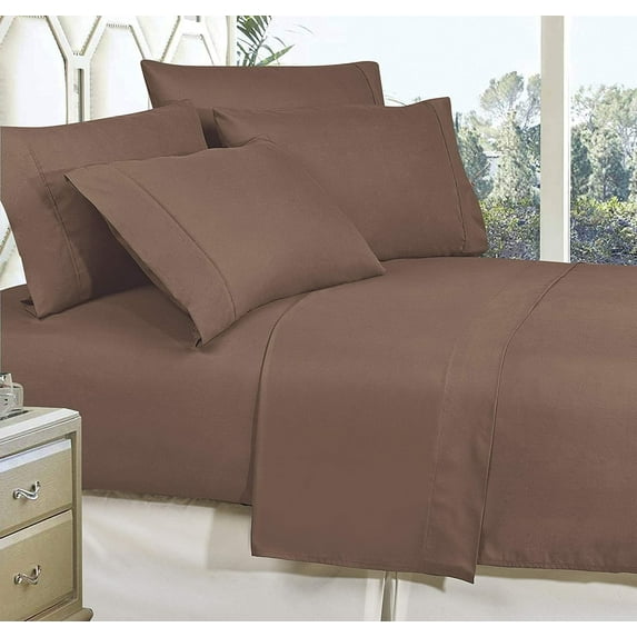 Elegant Comfort 1500 Hotel Quality Microfiber Wrinkle and Fade Resistant Cozy 6-Piece Bedding Set, King Taupe