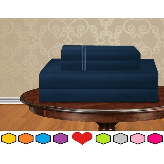 Elegant Comfort Bed Sheets Polyester King Blue 1500 Thread Count