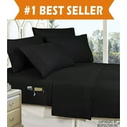 Elegant Comfort Bed Sheets Polyester Queen Black 1500 Thread Count