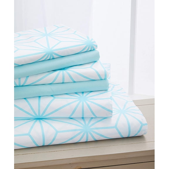 Elegant Comfort Bed Sheets Queen Blue Solid Print 1500 Thread Count Polyester