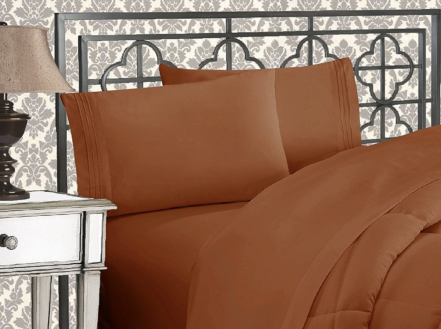 Elegant Comfort Bedding 4 Piece Bed Sheet Set 1500 Series Wrinkle Free with Deep Pockets , California King, Taupe
