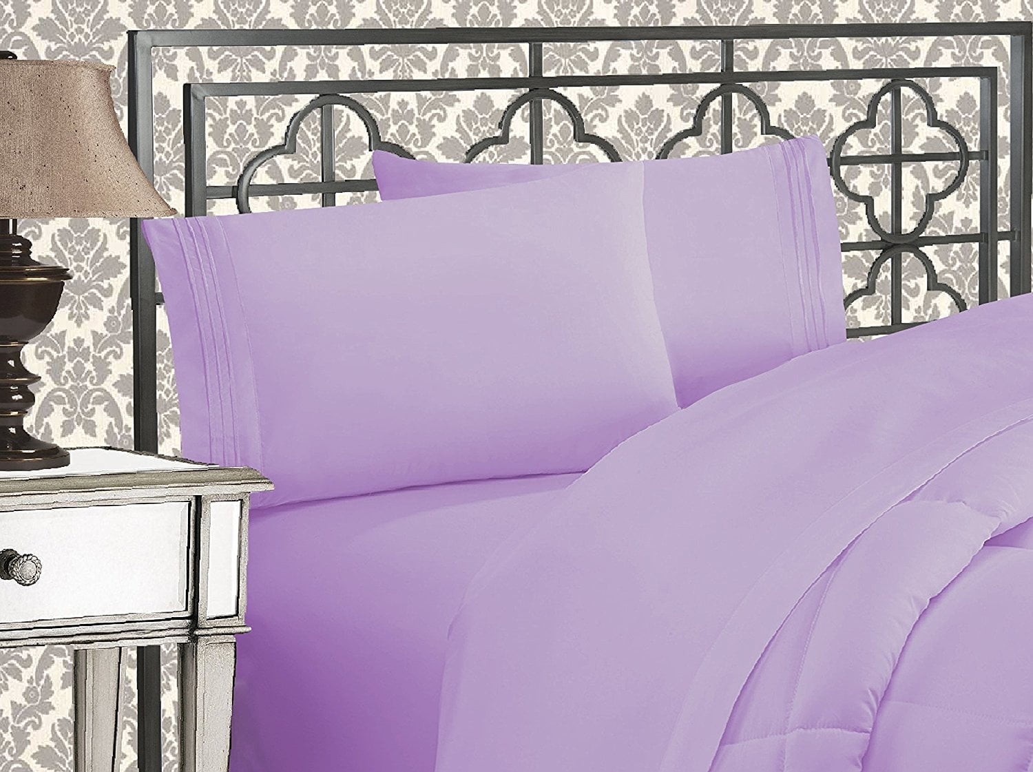 Elegant Comfort Bedding 4 Piece Bed Sheet Set 1500 Series Wrinkle Free with Deep Pockets , Queen, Lilac